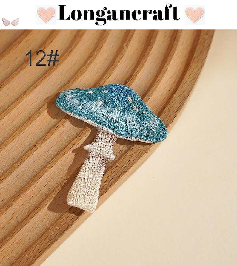 Embroidered Mushroom Iron On Patch, Plant Applique, Patches for Clothes 12#