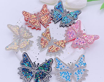 2Pcs Butterfly Patch, Rhinestone Patch, Sequin Star Patch, Color Patch, Sew On Patches