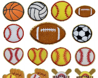 Sports Ball Chenille Patches, Football, Basketball, Soccer, Volleyball Patch, Iron On Patches for Jacket