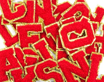 Red Letter Patch For DIY Names, Decorate Alphabet Patches , Letter Patch For Clothes, DIY Alphabet Patches, Self-adhesive Patch