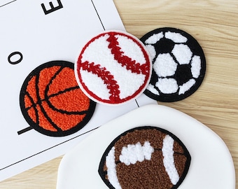Ball Chenille Embroidered Patch 2PCS , Football Patch, Basketball Patch, Soccer Patch, Volleyball Patch, Iron On Patch