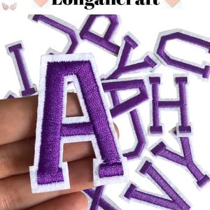 2.0 Inch Purple Alphabet Letter Embroidery Patch, DIY Name Alphabet Patches, Patches For Clothing Bags, Iron On Patches