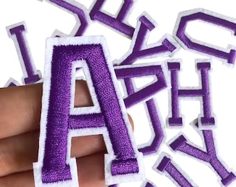 2 inch Purple Letter Iron On Patch, Letters Embroidery Applique, Patches for Clothes