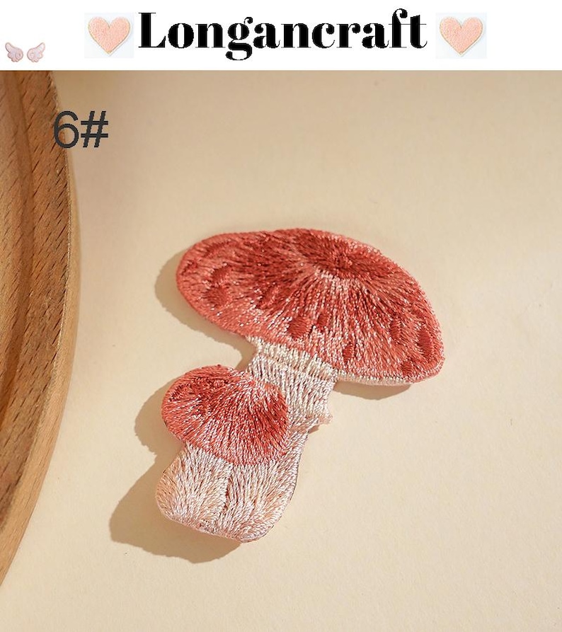 Embroidered Mushroom Iron On Patch, Plant Applique, Patches for Clothes 6#