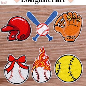 Baseball Embroidered Patch, Baseball Bat Patch, Softball gloves Iron On Patches, Game Day Patch, Sports Patches