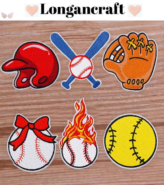 Baseball Embroidered Patch, Baseball Bat Patch, Softball Gloves