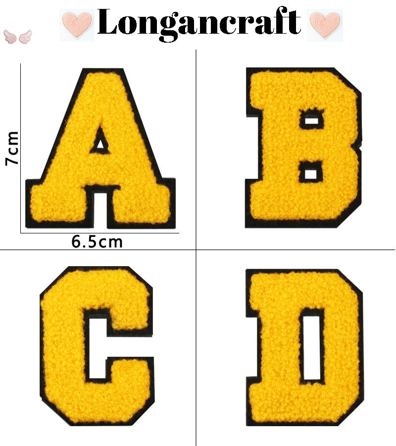 Letter Y Chenille Iron-On Patch - 4.5" Golden Yellow/Black Varsity Alphabet For Jackets & Bags - View #10
