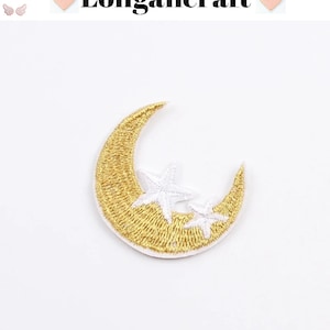Moon Embroidery Patch, 2 Pcs Star Patches, Iron On Patches