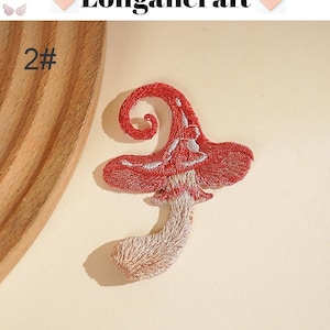 Embroidered Mushroom Iron On Patch, Plant Applique, Patches for Clothes 2#