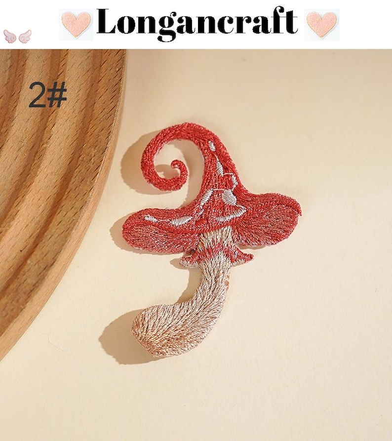Embroidered Mushroom Iron On Patch, Plant Applique, Patches for Clothes 2#