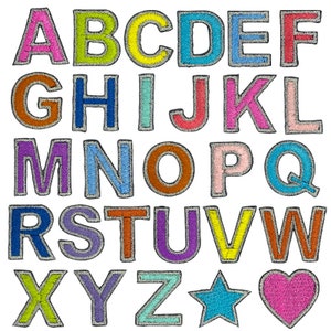 Color Alphabet Letter Embroidery Patch, DIY Name Alphabet Patches, Patches For Clothing Bags, Iron On Embroidered Patches