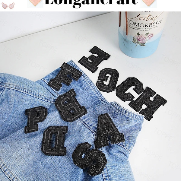 Black Sequins Letters Patch A-Z, Letter Patches Iron On/Sew On, Letter Appliques