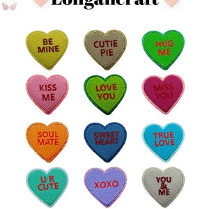 Colorful Embroidered Heart Patch, Glitter Letter Iron On Applique, Valentine's Day Patches