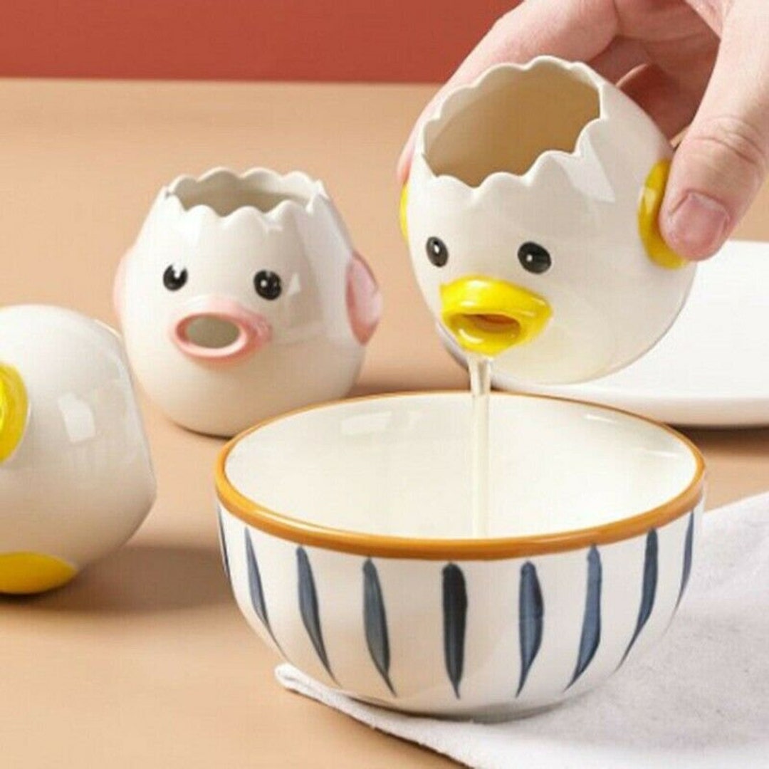Egg Separator Ceramic Egg Yolk Separation Creative Cartoon Etsy