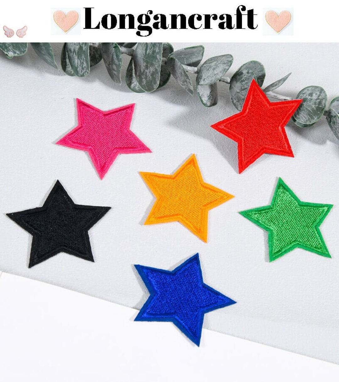 2.1 Inch Colorful Star Iron on Patches 5pcs, Star Embroidery Applique ...