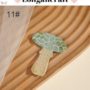Embroidered Mushroom Iron On Patch, Plant Applique, Patches for Clothes 11#
