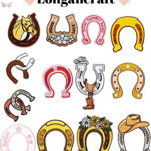 Toppa ricamata a ferro di cavallo da cowgirl, toppe western, toppa a ferro di cavallo da cowboy, toppe stirabili