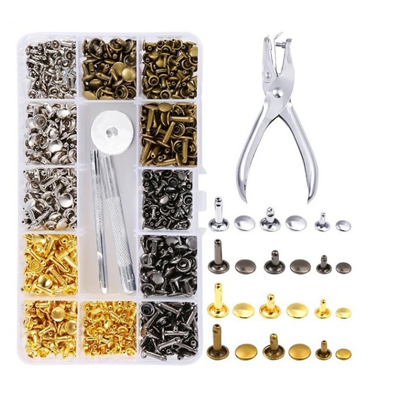 Rivet Punch Tool Set 300 Sets Leather Rivets Double Cap Etsy