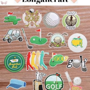 Golf Sports Theme Embroidered Patch, Golf Cart Patches, Golf Bag Iron On Patches, DIY Trucker Hat Patches