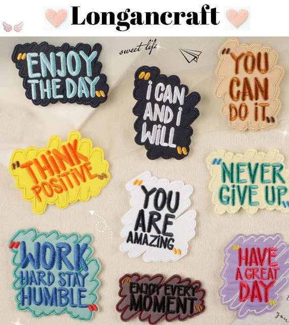 Positive Words Embroidered Patch, Encouragement Letter Patches, Patches For Clothing Bags, Iron On Patches