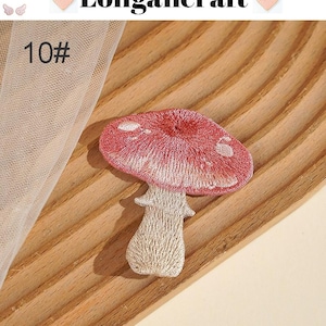 Embroidered Mushroom Iron On Patch, Plant Applique, Patches for Clothes 10#