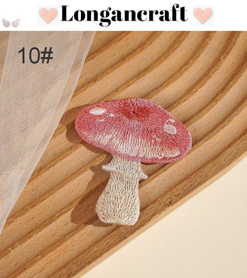 Embroidered Mushroom Iron On Patch, Plant Applique, Patches for Clothes 10#