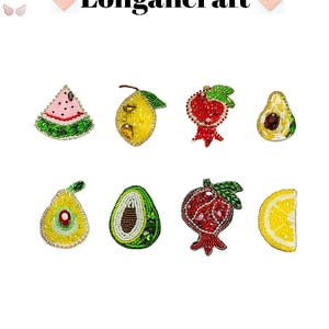 Fruit Rhinestone Patch, Lemon, Avocado, Pomegranate, Watermelon Patch, Beads Patch, Color Patch, Sew On Patches