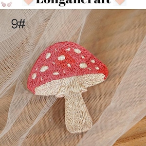 Embroidered Mushroom Iron On Patch, Plant Applique, Patches for Clothes 9#