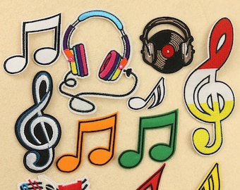 Musical Note Patch, Headphones Patch, Music Patch, Patches For Clothing Bags, Iron On Patches