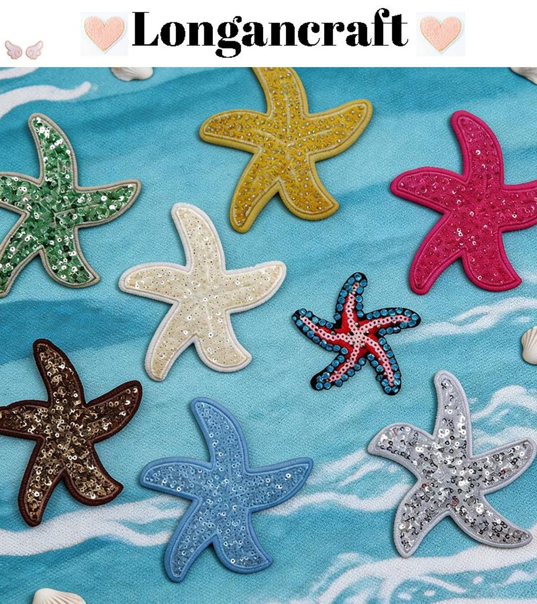 Summer Starfish Sequin Sew on Patches, Ocean Patches, Patch for Clothes ...
