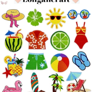 Summer Embroidered Patches, Beach, Palm, Sunglasses, Sun Patches, DIY Patch, Iron On Patches