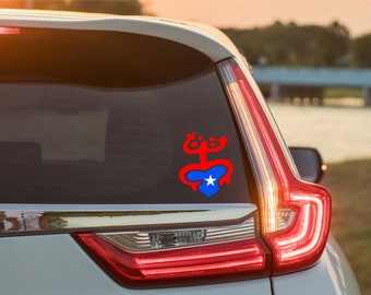 Taino Coqui Car Decal, Puerto Rico Flag, Waterproof Vinyl