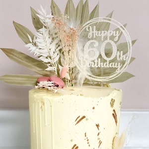 Personalised Custom Happy 60th Birthday Cake Topper - Name can also be included