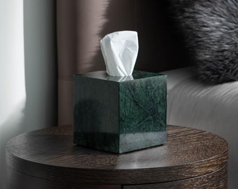 Handcrafted Green Guatemala Marble Tissue Box Cover