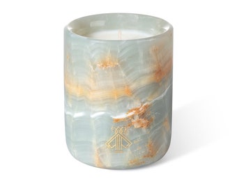 Vela perfumada de ónix azul, velas de ónix genuinas