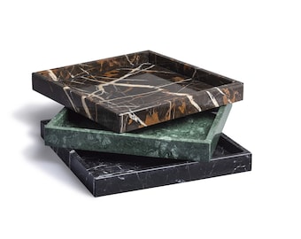 Square Marble Tray (26x26cm): Polished Natural Stone Home Decor