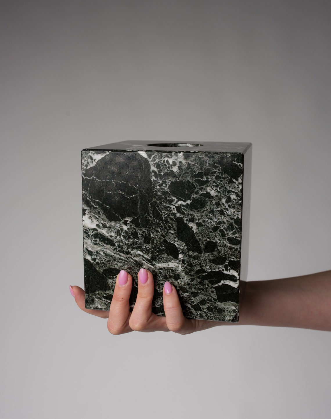 thumbnail image 2 of Square Tissue Box Cover In Paonazzo Marble For Sale At 2 of 14