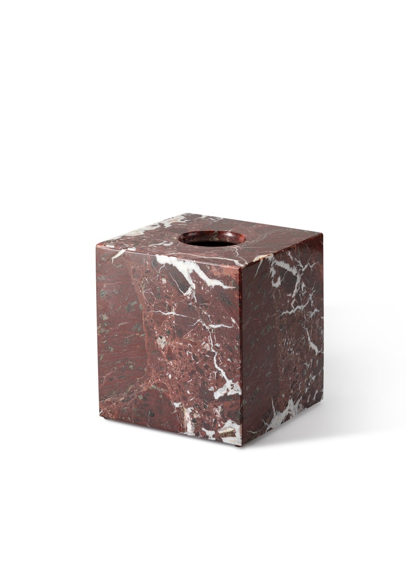 Marble Square Tissue Box Covers, Natural Marble Tissue Boxes, Available in Different Colours Rosso Lepanto