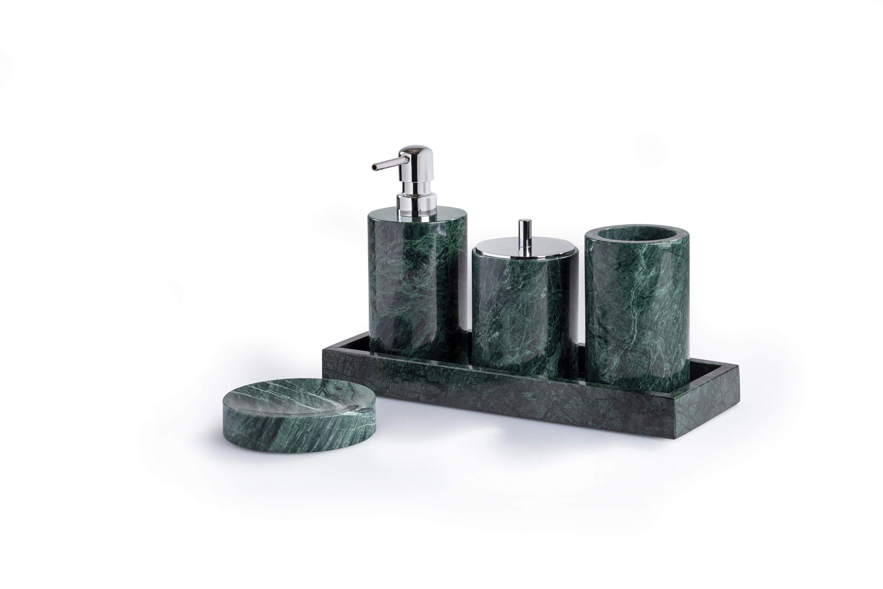 Luxury Green Guatemala Marble Bathroom Set With Tray, Natural Green ...