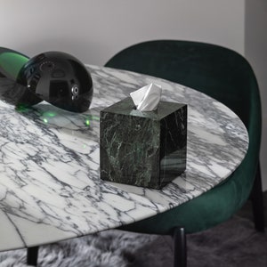 Marble Square Tissue Box Covers, Natural Marble Tissue Boxes, Available in Different Colours Forest Green