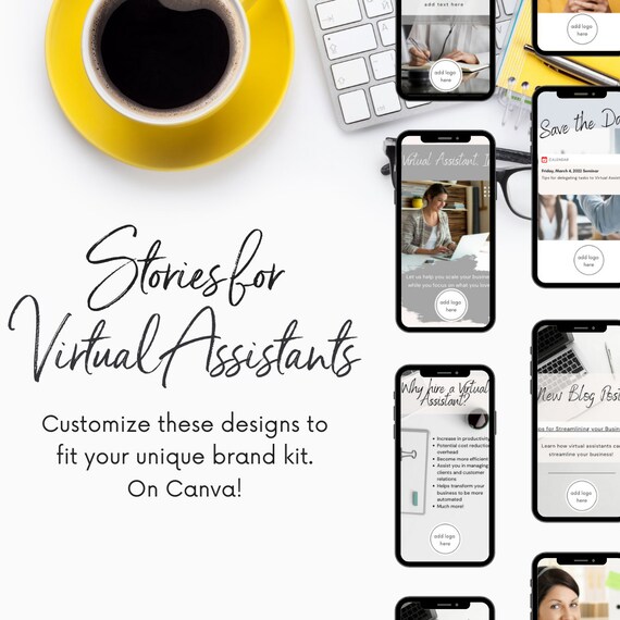 Virtual Assistant Stories Template on Canva 20 Modifiable - Etsy