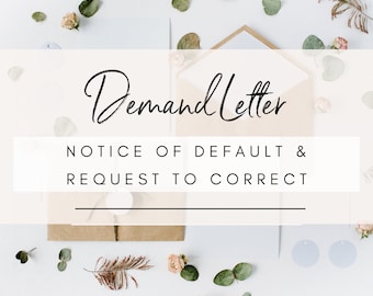 Notice of Default Demand Letter request to correct default under agreement contract