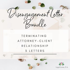 Lot de lettres de désengagement pour les avocats mettant fin à leur représentation