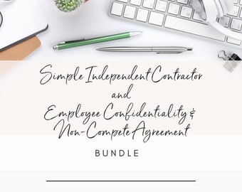 Independent Contractor Agreement Bundle; simple & extensive contract w/ NDA and confidentiality; two agreements; nondisclosure, noncompete