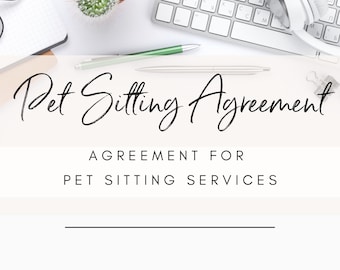 Pet Sitting Services Agreement contract for sitting pets dogs cats