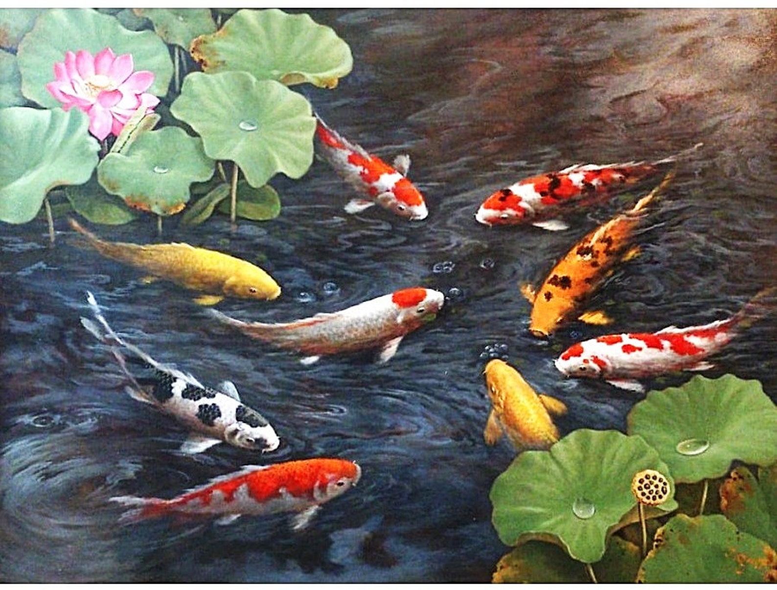 9 Koi Fish Feng Shui Painting That Is Realistic And Looks Real Etsy Contemporary koi art koi fish 1 modern painting