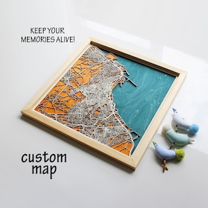 Regalo di laurea / Mappa della città in legno personalizzata, Decorazioni per la casa in legno