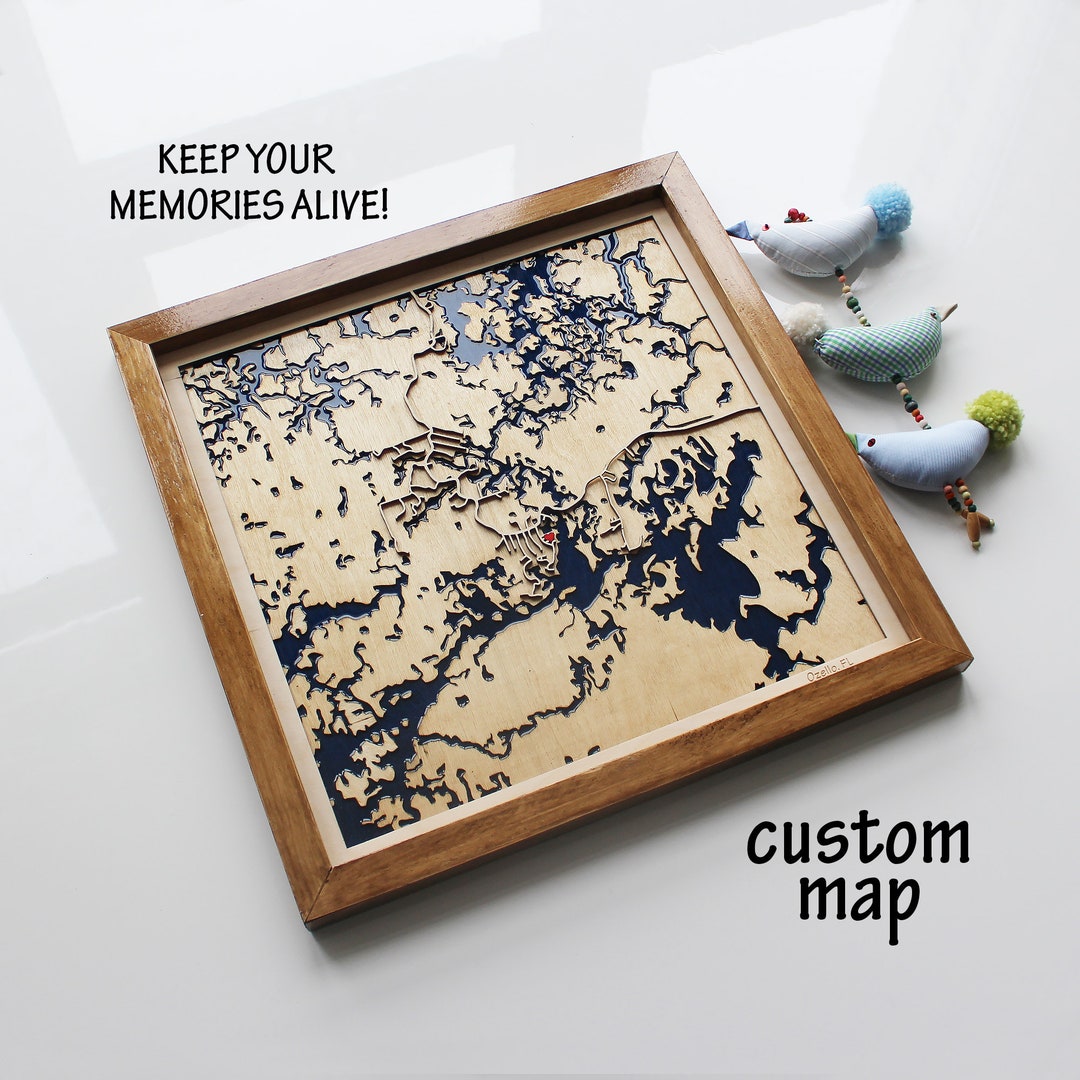 Ozello, Florida Wooden City Map Wood and Epoxy Resin Map Art Etsy