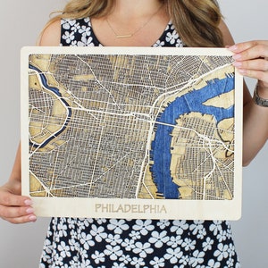 Houten stadsplattegrond, kunst aan de muur, woondecoratie, lasergesneden stadsplattegrond, wandkleden, hout en epoxyhars