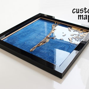 5th Anniversary City Map Wooden Art of Any City in the World, Wood and Epoxy Resin